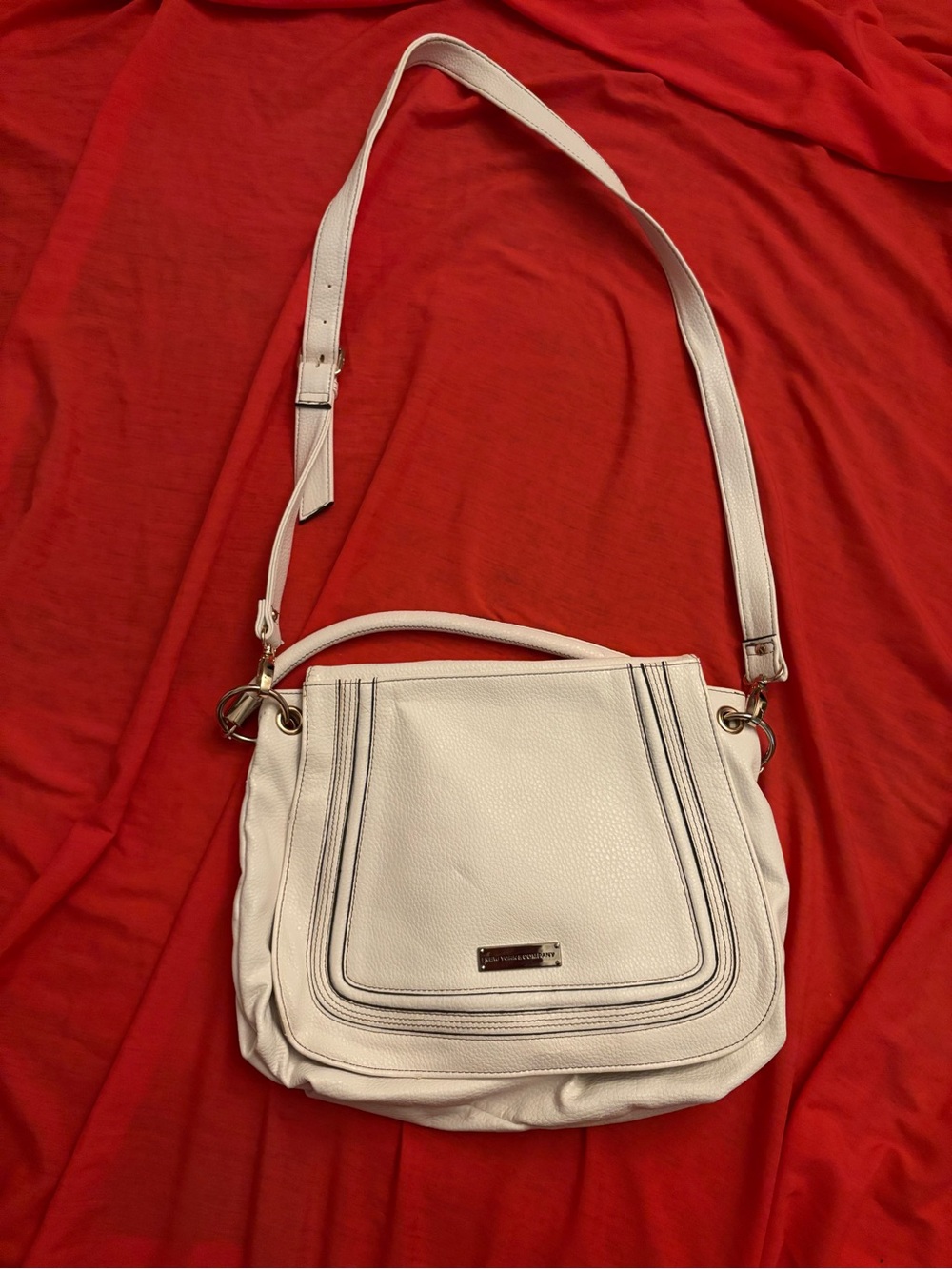 NY&C White Leather Crossbody Bag - Women's Shoulder Purse